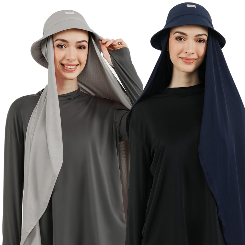 New Muslim Women Bucket Hat With Chiffon Hijabs Summer Sports Cap With