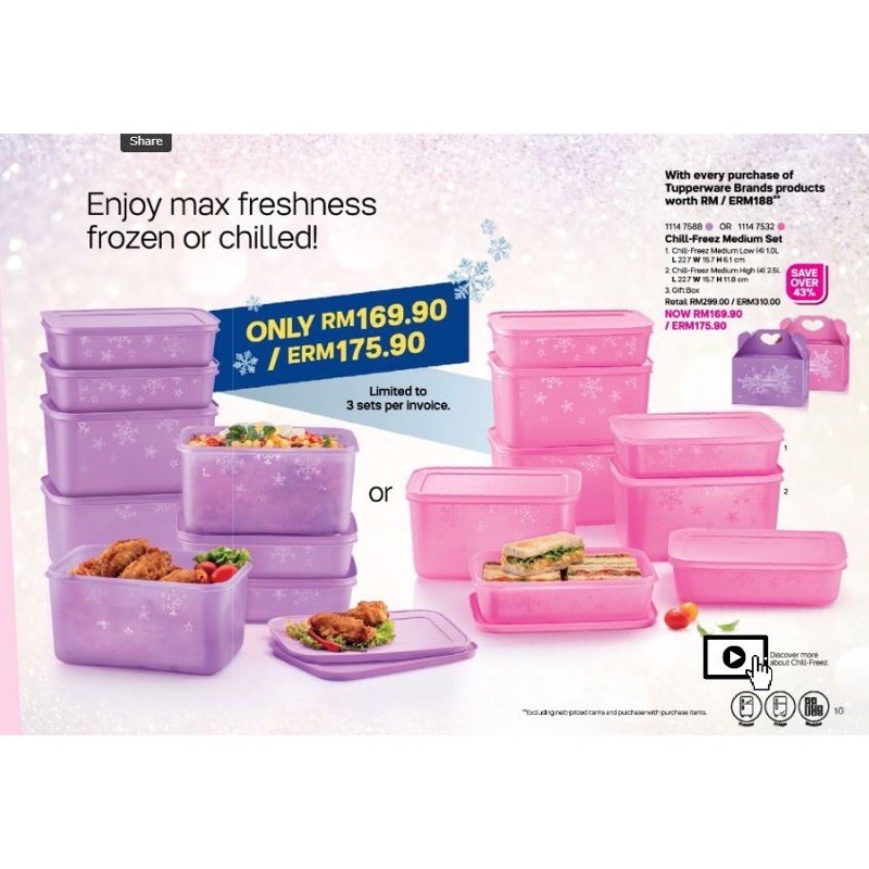 Tupperware Chill Freez Medium Set Pcs With Box Shopee Malaysia