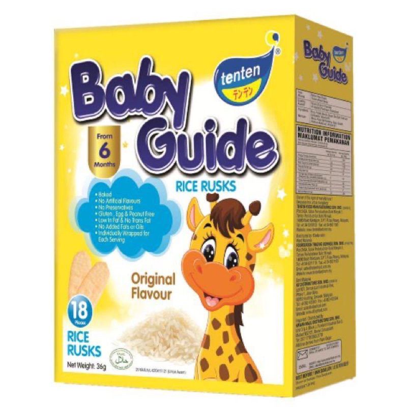 TENTEN BABY GUIDE RICE RUSK 36GM (18pieces) FOR 6 MONTHS+ Apple/Banana ...
