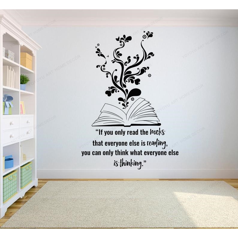Book Quote Wall Decal Reading Room Library wall vinyl Stickers book