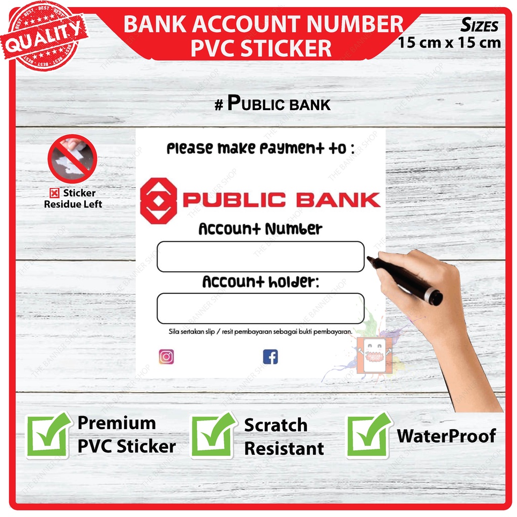 Bank Account Self Fill In PVC Sticker | Shopee Malaysia