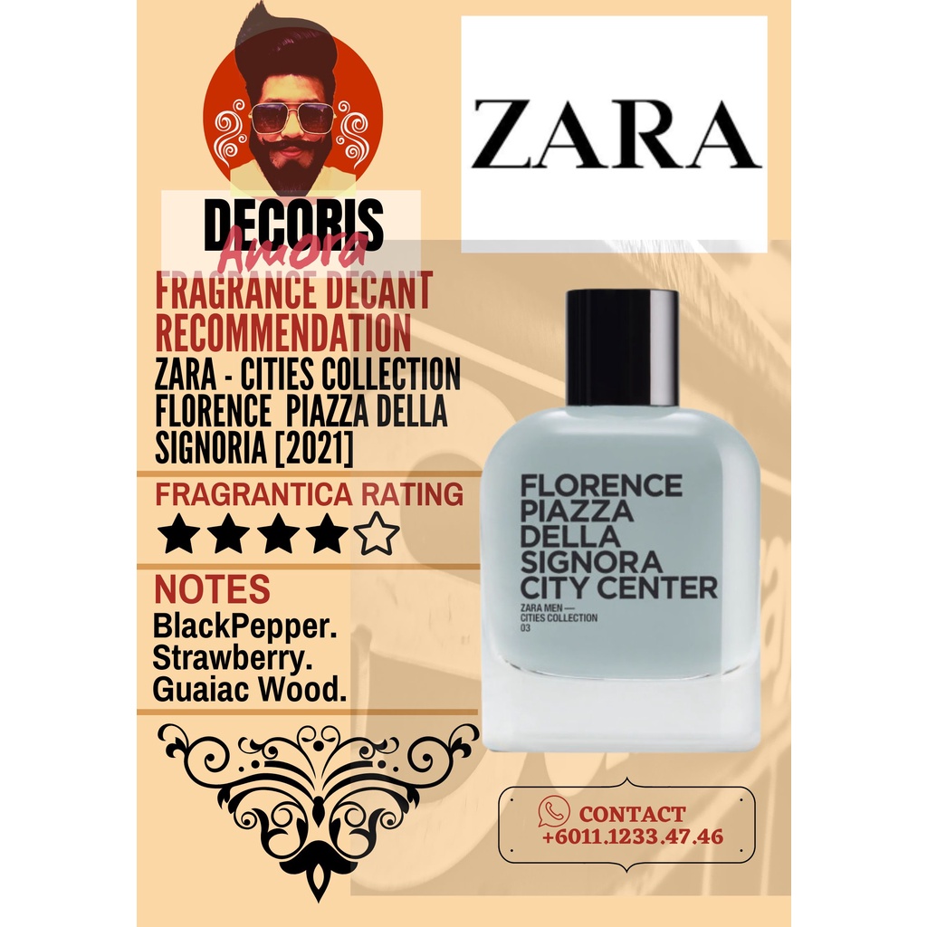 Zara Cities Collection Florence Piazza Della Signora Perfume Decant