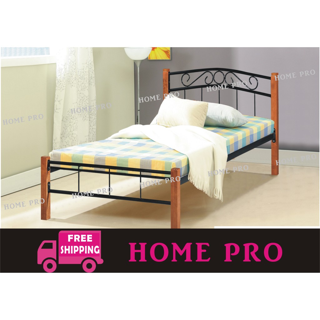 FREE SHIPPING / METAL & WOOD SINGLE BED / SINGLE BED / BEDROOM