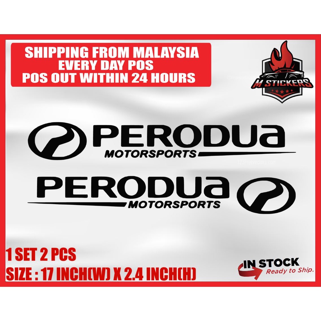 2 PCS KIRI KANAN PERODUA MOTORSPORTS SIDE DOOR CAR STICKERS KERETA ...