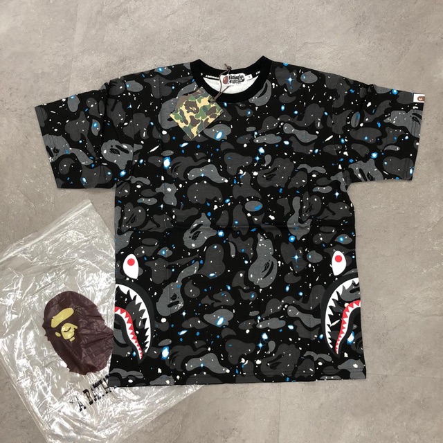 Bape shark galaxy tee Grow in dark A bathing ape t shirt round neck unisex Shopee Malaysia