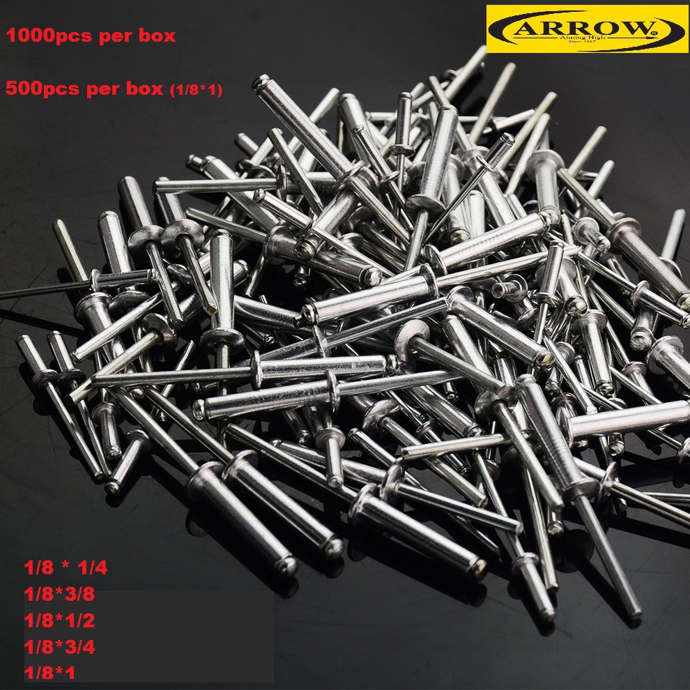 1000pcs ARROW Aluminium Blind Rivet Pin Round HD (size 1/8) | Shopee ...