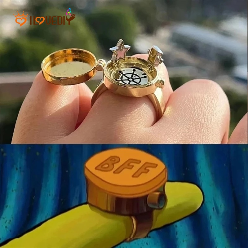 Women Men Fashion Cute Cartoon BFF SpongeBob Adjustable Open Rings Ladies Smooth Fine Thin Finger Ring Couple Best Friends Party Jewelry Gifts Shopee Malaysia