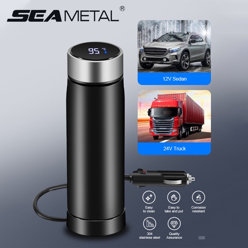 Car Thermos Cup Water Heater 12V 24V Electric Kettle Stainless Steel