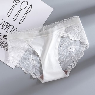 Spender Women Seamless Ice Silk Panty Panties Sexy Lingerie Underwear Women  Seluar Dalam Wanita Seksi 中腰冰丝性感蕾丝内裤女 N014