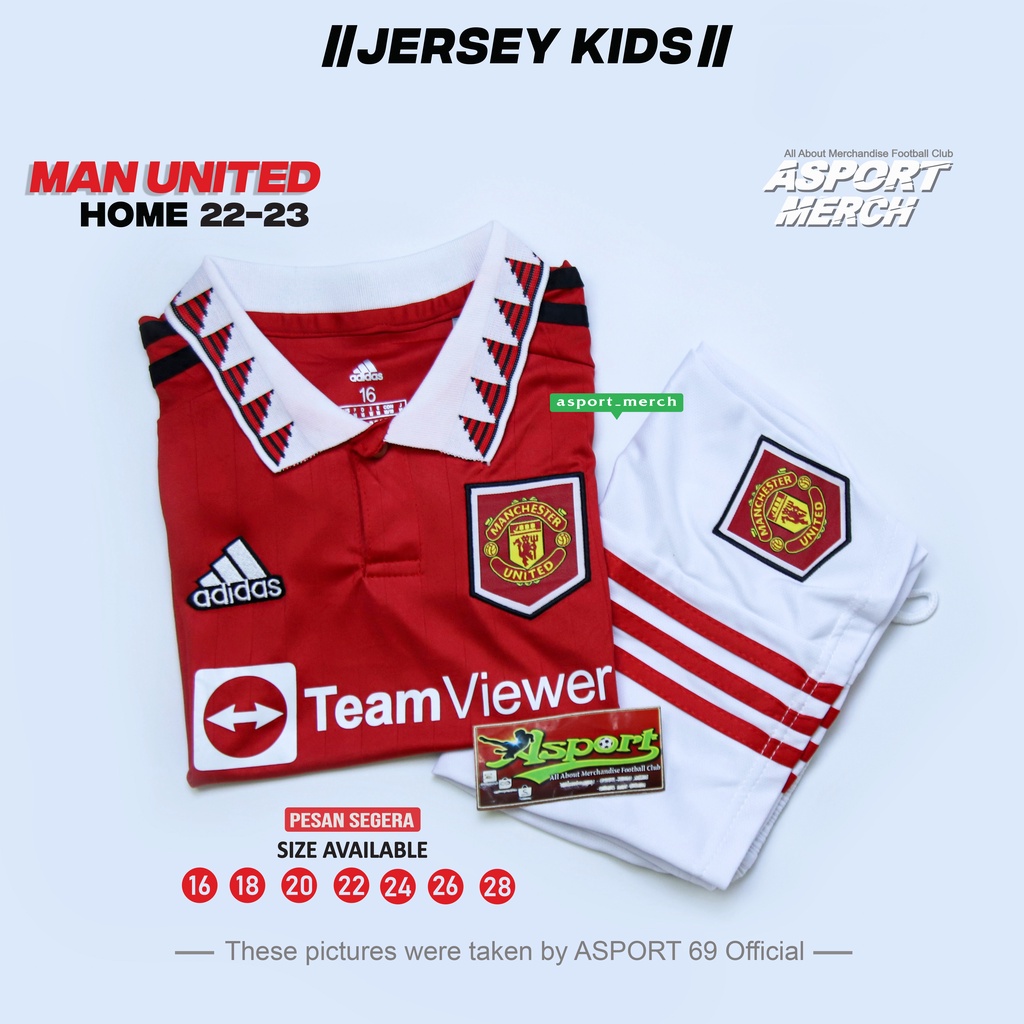 Kids Soccer Jersey Kids MU Home New 2022 2023 Grade Ori Jersey Kids
