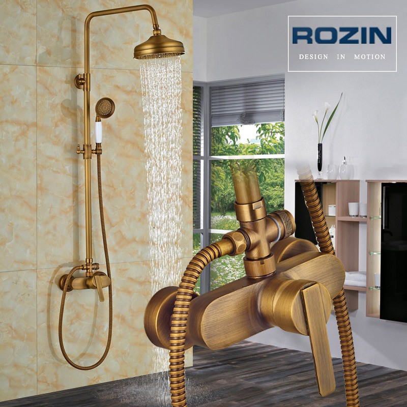 Rainfall Bathroom Shower Set Brass Antique Shower Mixers with