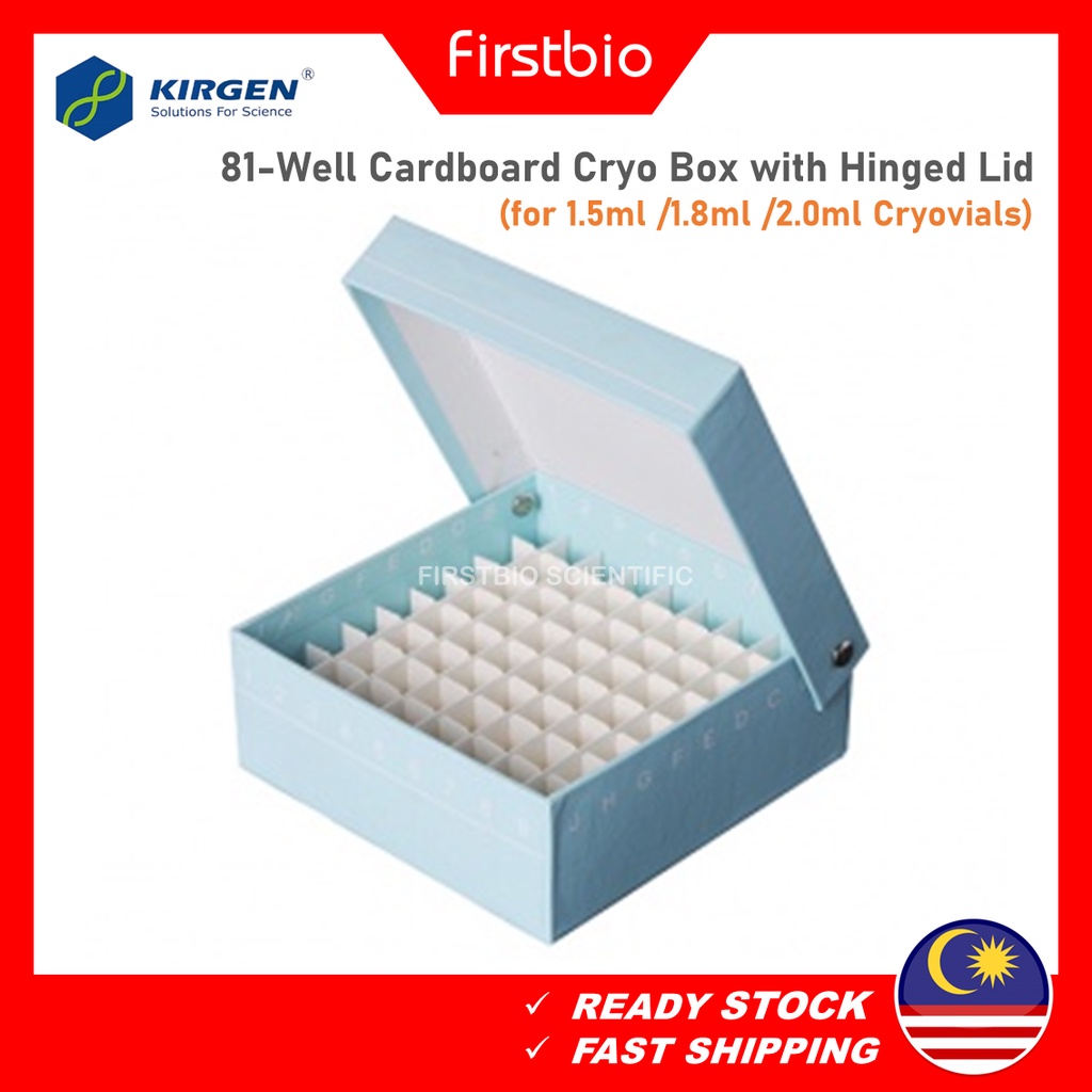KIRGEN 81 Well Cardboard Freezer Storage Box / Cryobox for 1.5ml/1.8ml