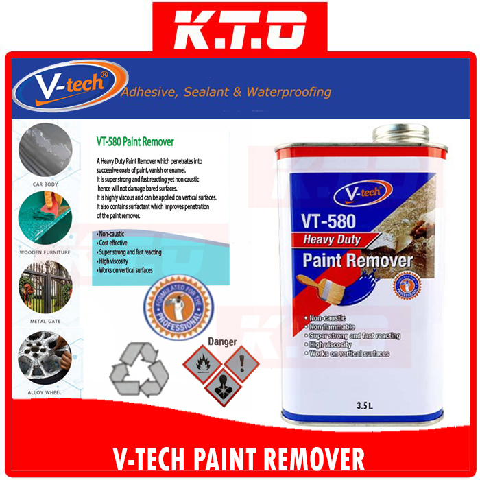 V-Tech VT-580 3.5 Liter Heavy Duty Paint Remover Acid Cat Penanggal Cat ...