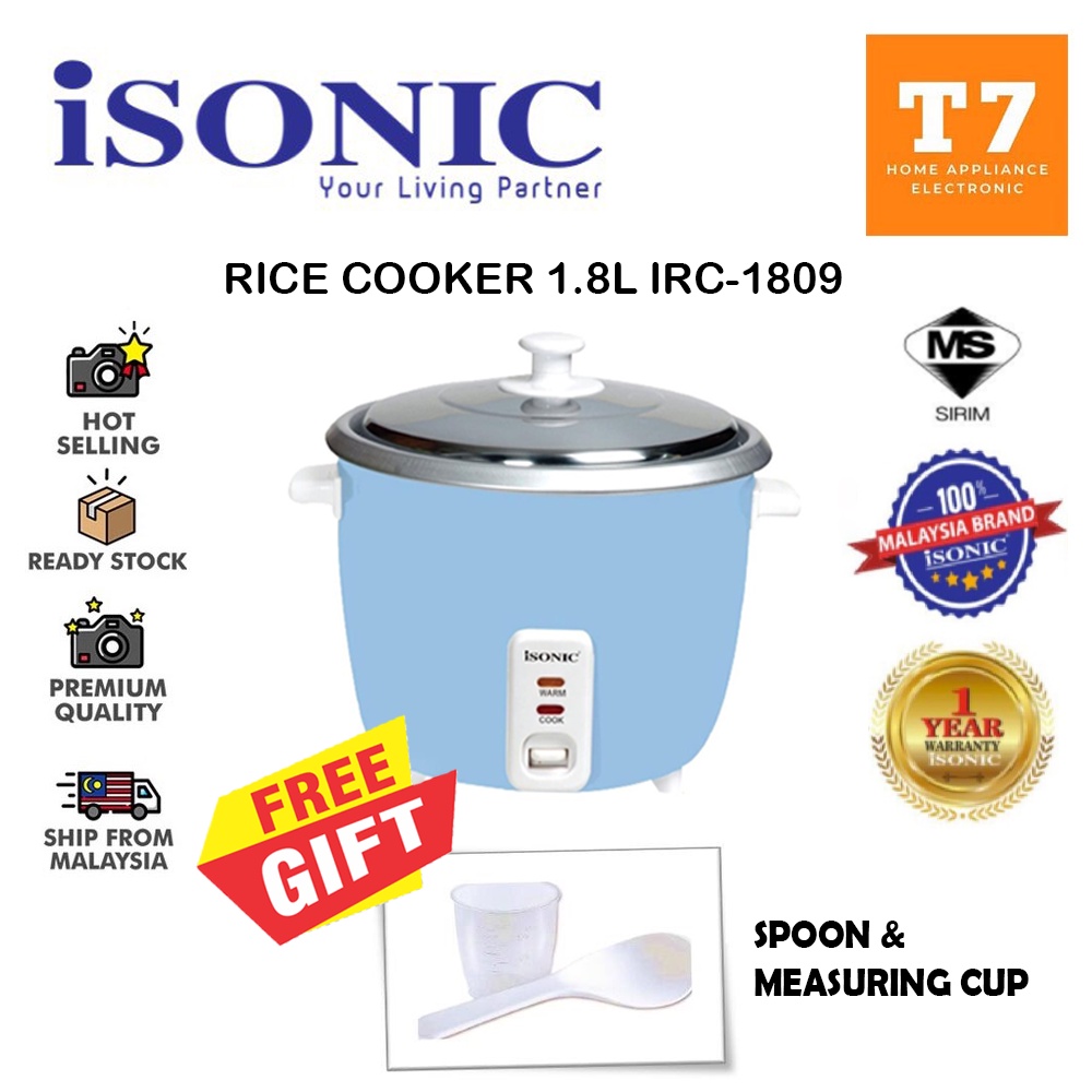 (100% Original Warranty) Isonic Rice Cooker IRC-1809 (1.8L) Free Spoon ...