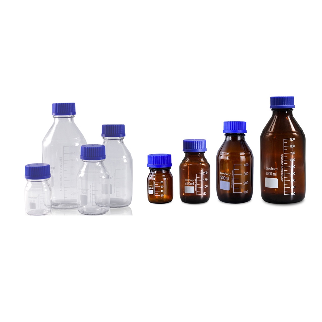 BIOSHARP Laboratory bottle, Clear Glass Amber Glass with Blue cap