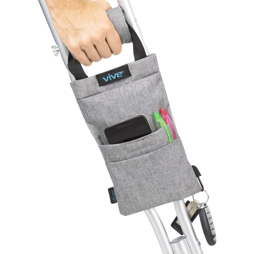 Vive Crutch Pouch - Bag with Foam Hand Grip Pads - Tote for Broken Leg ...