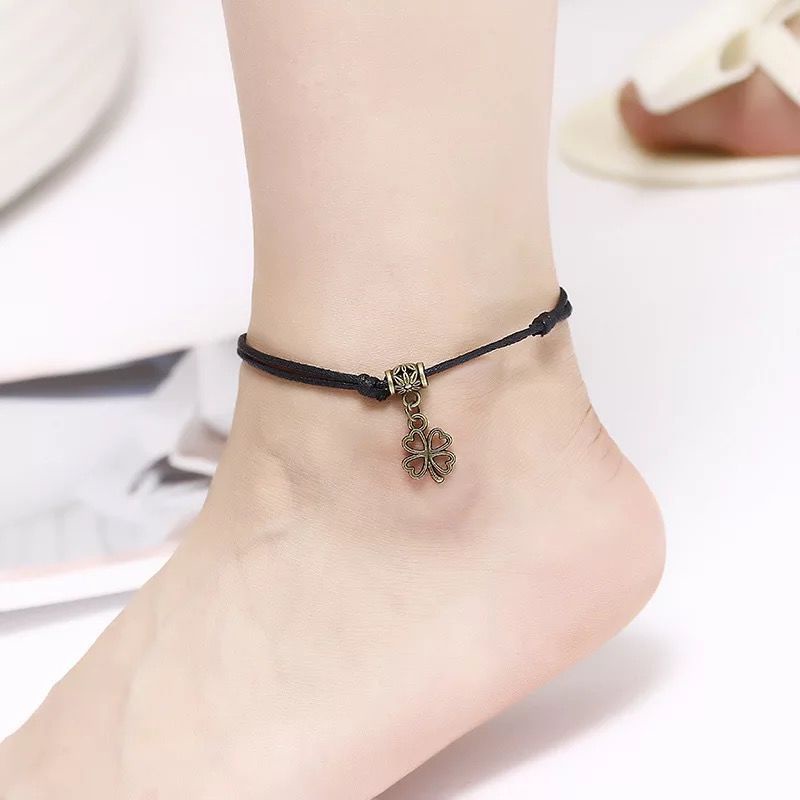 Retro Mori Personality Men's and Women's Couple Anklet Creative Black