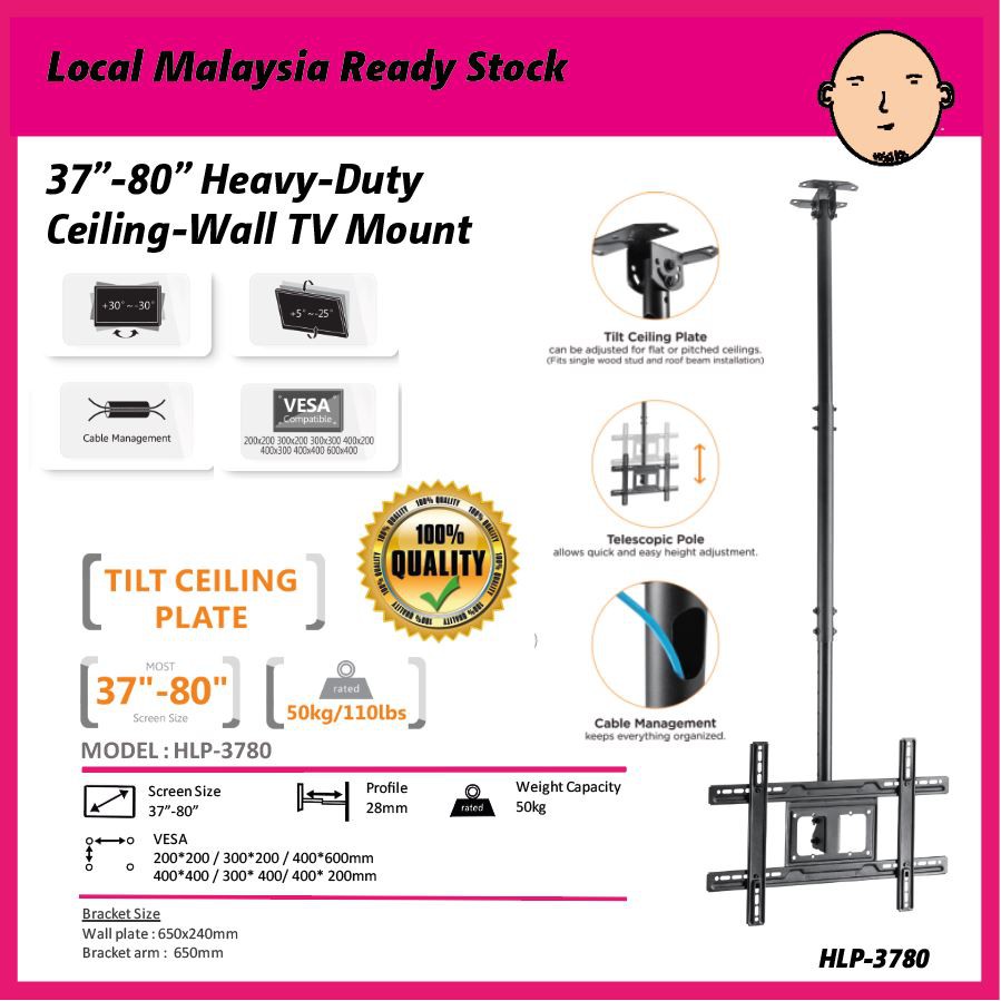 37”80” HeavyDuty TV Ceiling Mount Bracket HLP3780CE TV Bracket