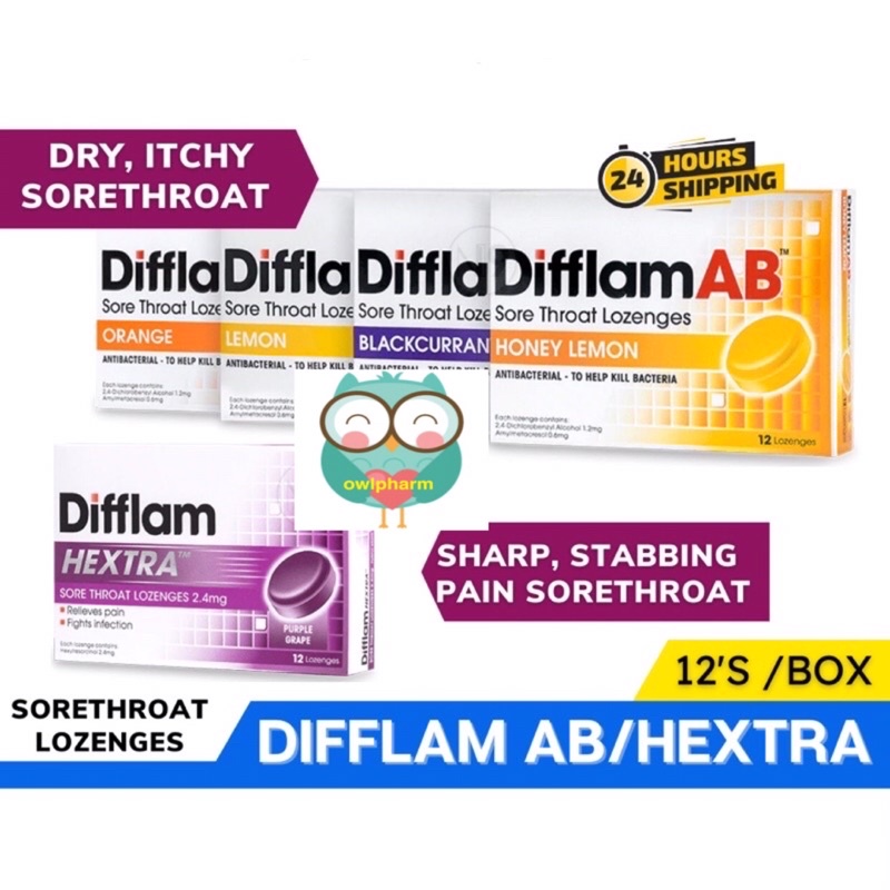 Difflam AB Lozenges 12s / Difflam Hextra Blackcurrant Lozenges 12s to ...