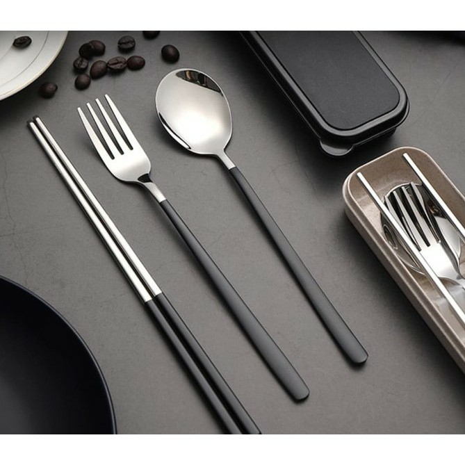 Sujeo Matte Korean Tableware Set Matte Silver Korean Spoon Set Black Shopee Malaysia