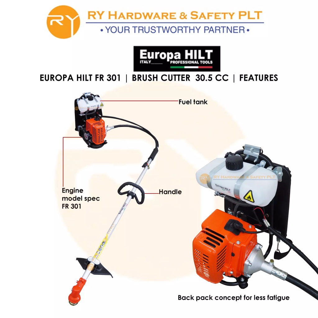 EUROPA HILT BACK PACK BRUSH CUTTER FR301 (30CC) / EH3600 (33CC) /EH4300 ...