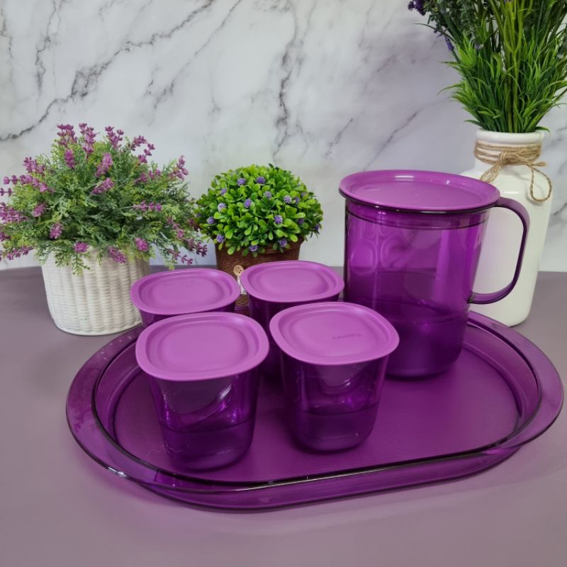 Purple Royale Crystalline Pitcher + Cups + Tray | Shopee Malaysia