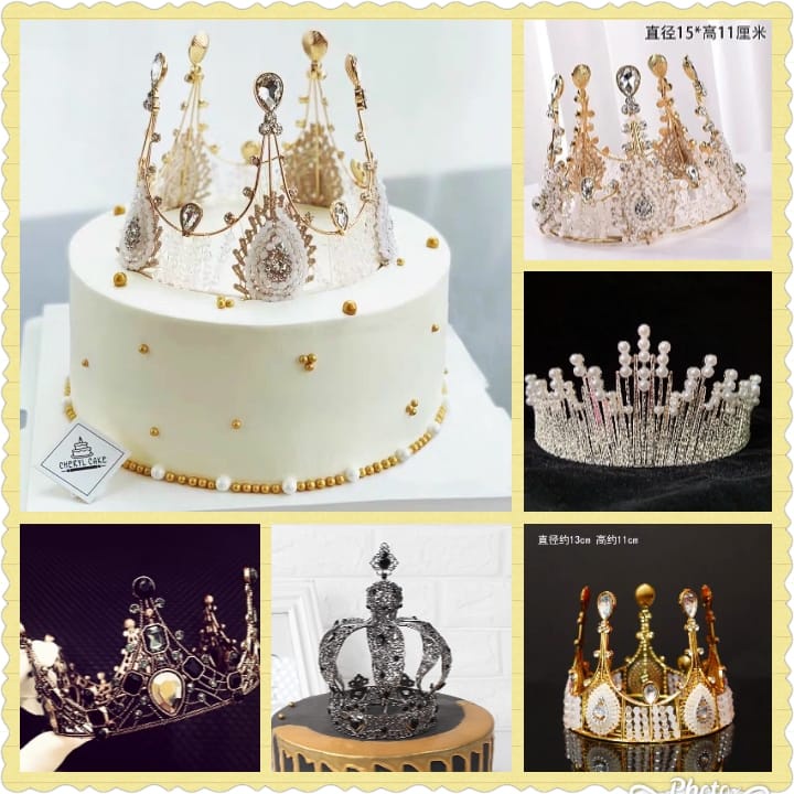 1pc Princess Crown Cake Topper Birthday Ornaments Headdress Crown