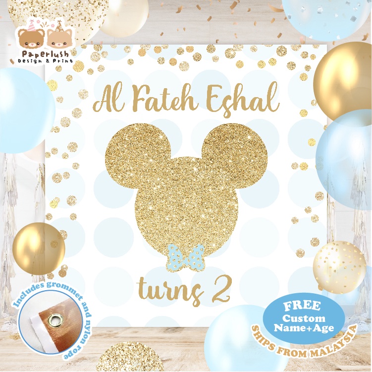 Birthday Banner Birthday Backdrop Hari Jadi Mickey Mouse Shopee Malaysia