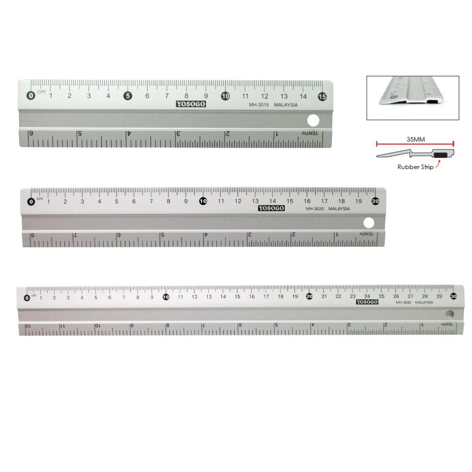 Yosogo 10 20 30 Series Aluminium Ruler 15cm 20cm 30cm 45cm 60cm 100cm