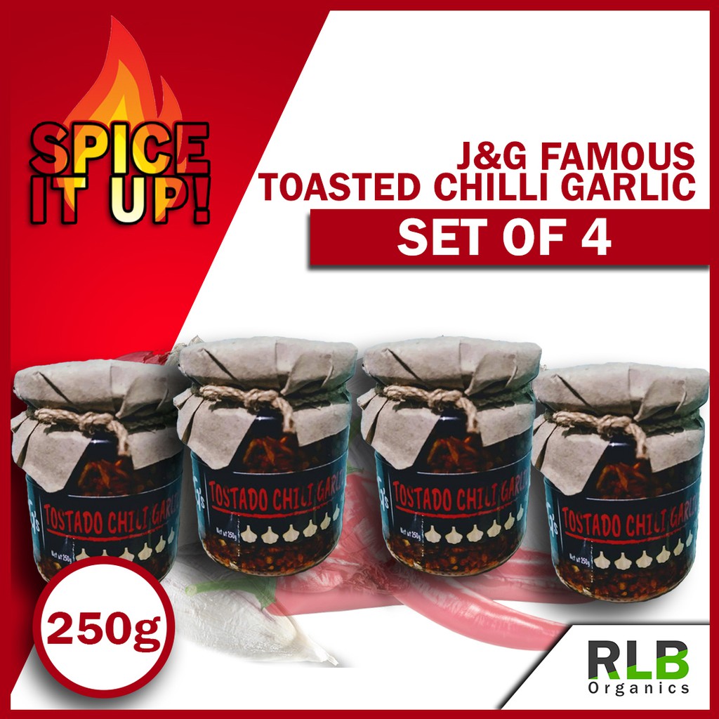 Set of 4 J&G Famous Tostado Garlic 250 grams Crunchy Chili Garlic