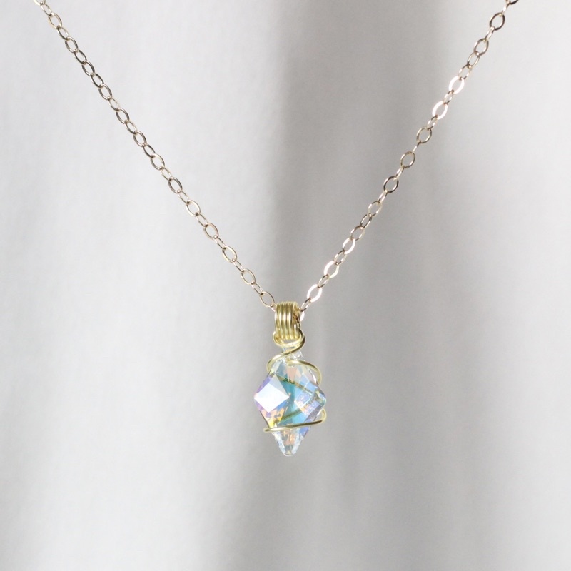 Swarovski Crystal with Gold filled Necklace (Rantai Suasa) | Shopee ...