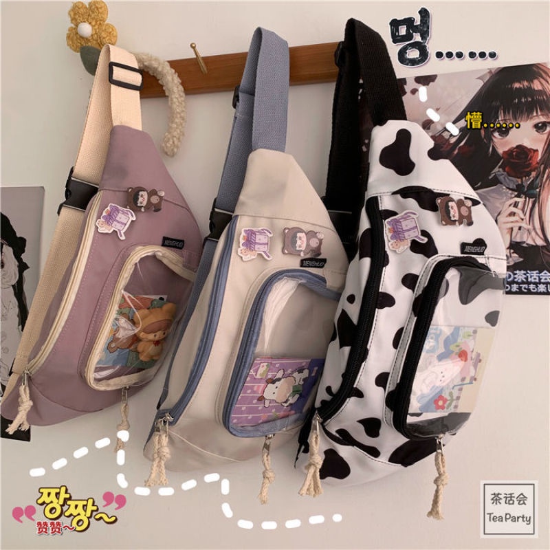 Ins Japanese Harajuku cute classic girl s chest bag female Korean