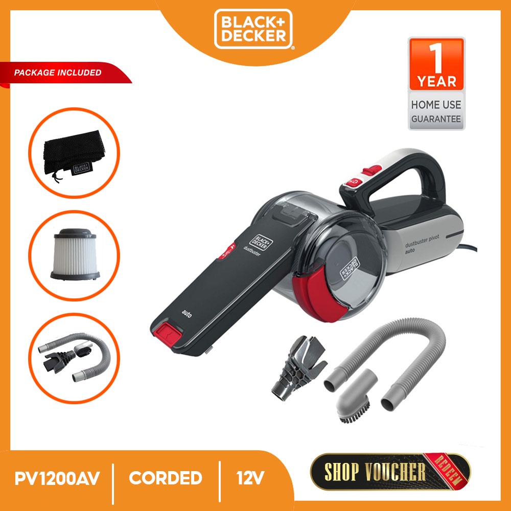 BLACK + DECKER PV1200AV Dustbuster Pivot Auto Car Vacuum 12V | Shopee ...