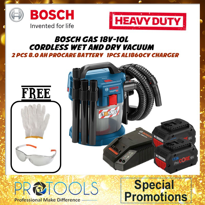 18V 10L GAS 18V10L BOSCH CORDLESS WET AND DRY VACUUM 90Mbar 4.6KG GAS