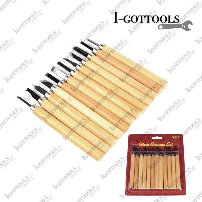 12pcs Wood Carving Hand Chisels Knife Tool Set Wood Carving Set Woodcut ...