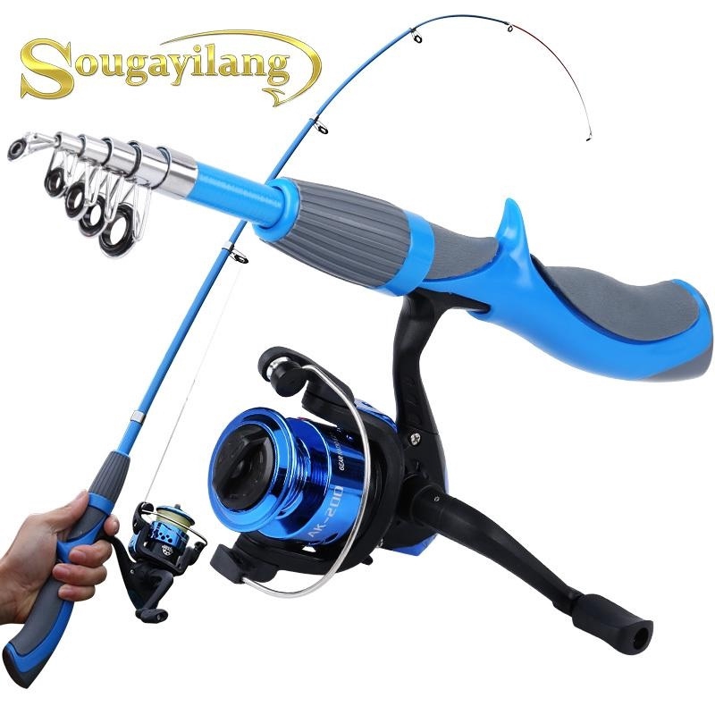 Sougayilang Fishing Rod Reel Combo Carbon Fiber Super Hard Telescopic Fishing  Rod With Spinning Reel Fine Fishing Set
