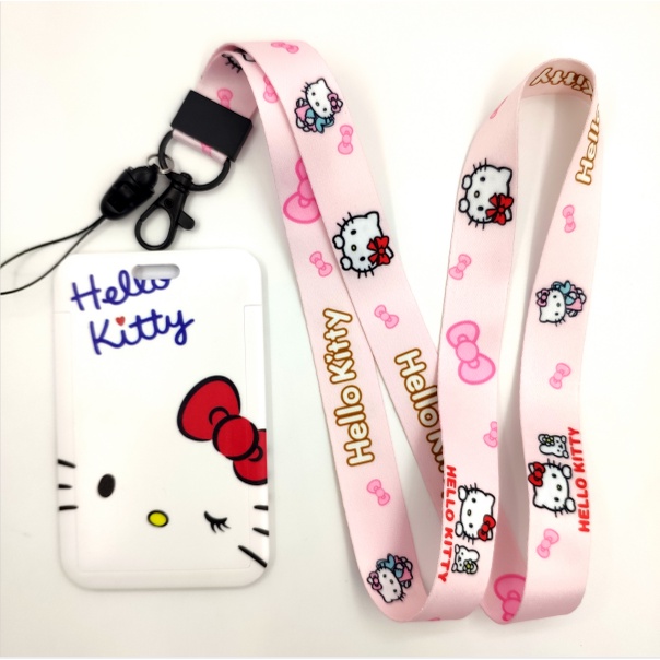Hello Kitty card holder cartoon with lanyard neck strap card holder