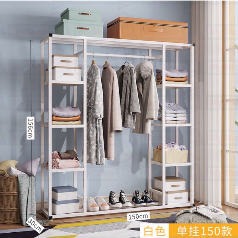 Rak baju kayu besi kukuh/open wardrobe IKEA/clothes hanging rack/rak ...