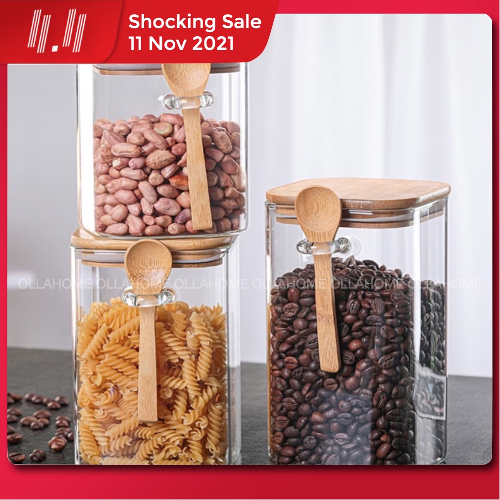 Spice jars with attached spoon hotsell