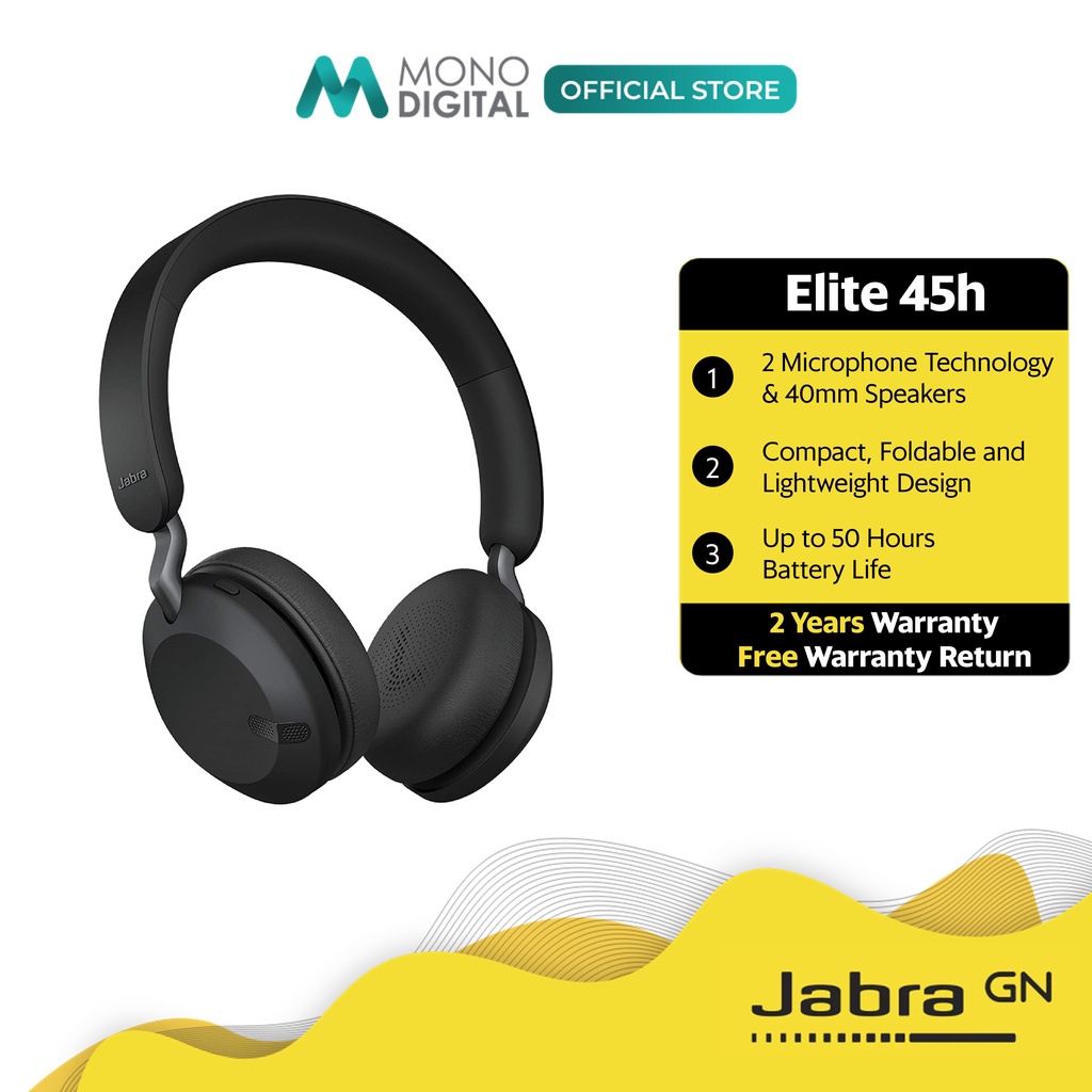 Jabra Elite 45h Wireless Bluetooth Headset Over Ear Bluetooth Portable