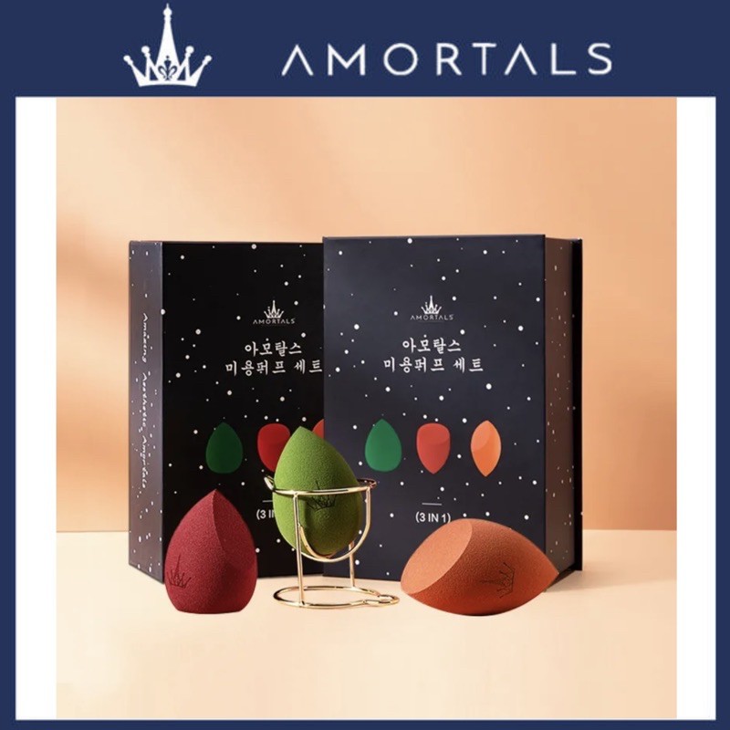 [Ready Stock] 韩国 AMORTALS Beauty Blender 3pcs 尔木萄星空美妆蛋套盒 (3粒美妆蛋+1蛋架) 化妆 ...