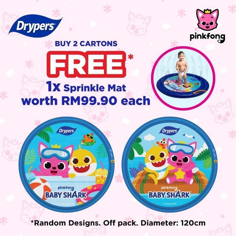 Drypers Sprinkle Mat#pinkfong#Babyshark Play Water Splash Pool 120cm ...