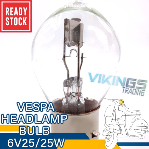 Vespajets 6v 25/25w Halogen Headlight Bulb – For Vespa Rally, Sprint, Smallframe, Lambretta