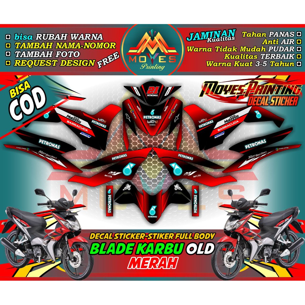 MERAH Decal Blade 110 Sticker Variation Honda Blade Carburetor Strifing
