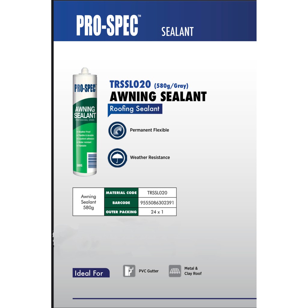 Selleys ProSpec (580g) Awning Roofing Sealant Silicone Roof Gutter
