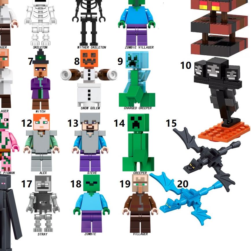 LEGO 0d Minecraft Old Villager Wither Skeleton Zombie Big Magma Snow