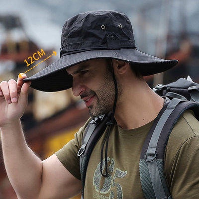 fisherman hat bucket hat Shading hat male summer breathable super-looking  outdoor hiking sea fishing sun cap