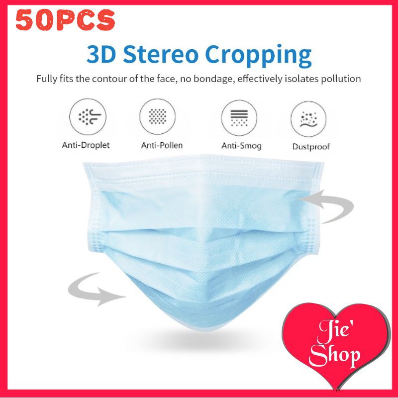 Topeng Muka 3 Lapis 50pcs Pakai Buang . Ready Stock | Shopee Malaysia