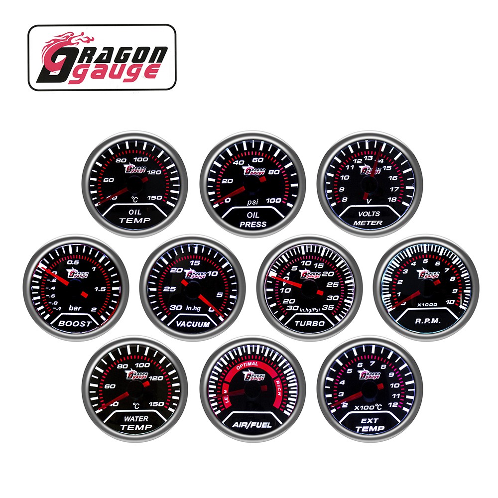 DRAGON GAUGE 2" 52mm Car boost gauge bar psi Exhaust gas temp water Oil
