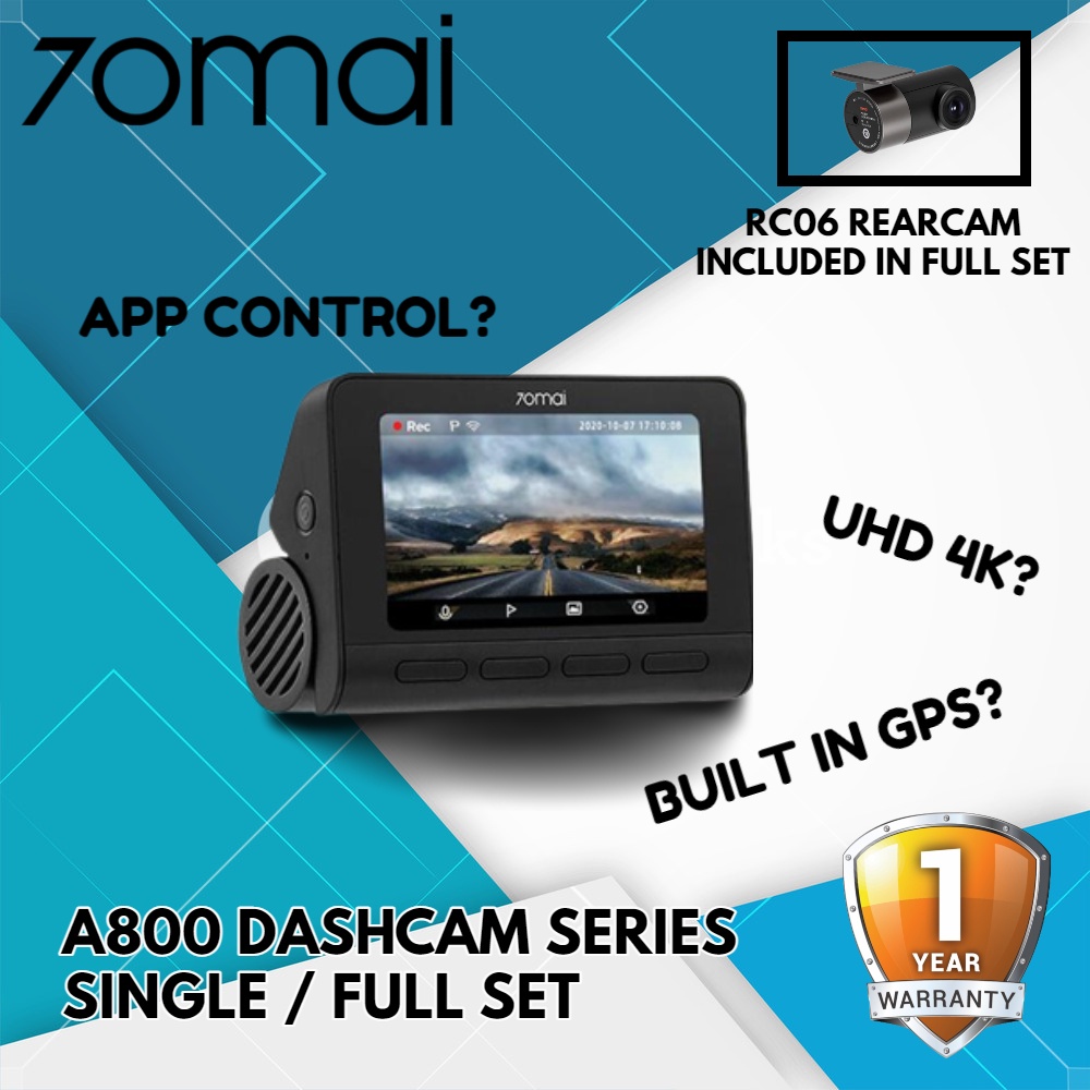 70mai A800S 4K Dash Cam Rear Cam Dual Vision Global Version A800 Adas ...